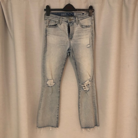 AG high rise slim flare crop distressed jeans - Picture 2 of 7